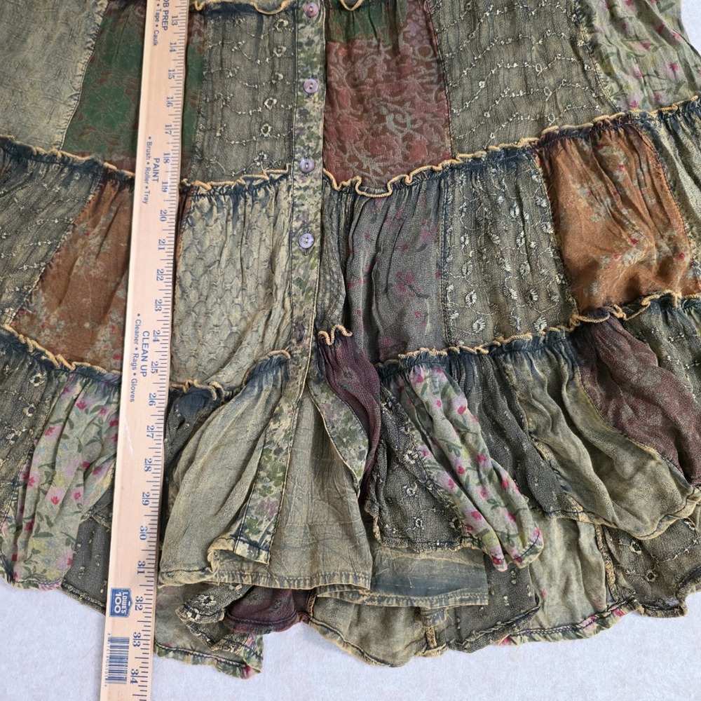 Young Threads Whimsigoth Embroidered Patchwork Shirt Dress Sz M Velvet Grunge - Picture 13 of 16